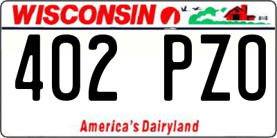 WI license plate 402PZO