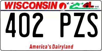 WI license plate 402PZS