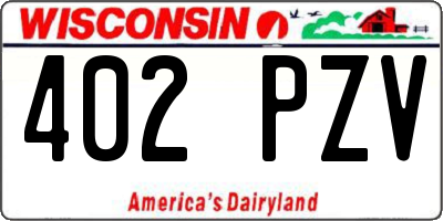 WI license plate 402PZV