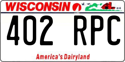 WI license plate 402RPC