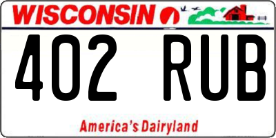 WI license plate 402RUB