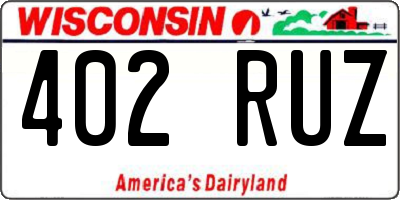 WI license plate 402RUZ