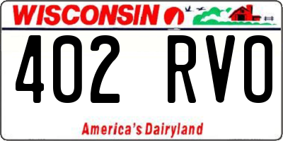 WI license plate 402RVO