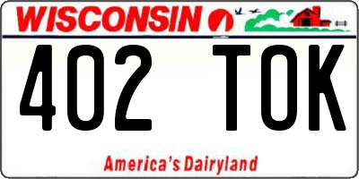 WI license plate 402TOK