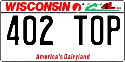 WI license plate 402TOP