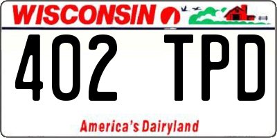 WI license plate 402TPD