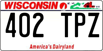 WI license plate 402TPZ