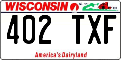 WI license plate 402TXF