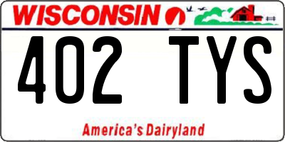 WI license plate 402TYS