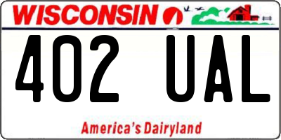 WI license plate 402UAL