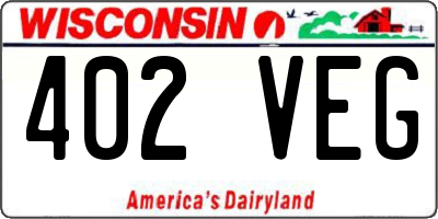 WI license plate 402VEG