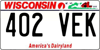 WI license plate 402VEK