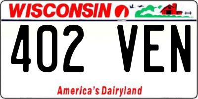 WI license plate 402VEN