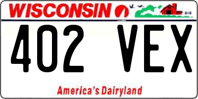 WI license plate 402VEX