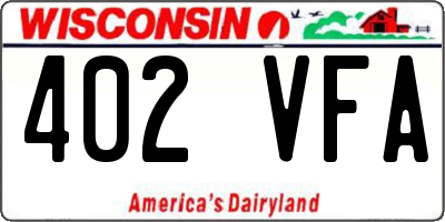 WI license plate 402VFA
