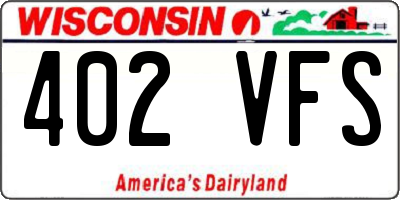 WI license plate 402VFS