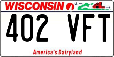 WI license plate 402VFT