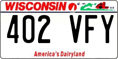WI license plate 402VFY
