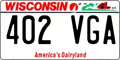 WI license plate 402VGA