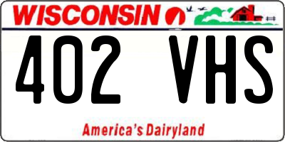 WI license plate 402VHS