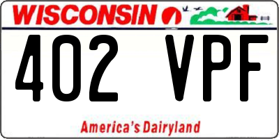 WI license plate 402VPF