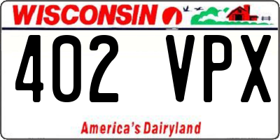WI license plate 402VPX