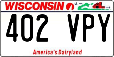 WI license plate 402VPY