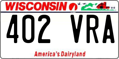 WI license plate 402VRA
