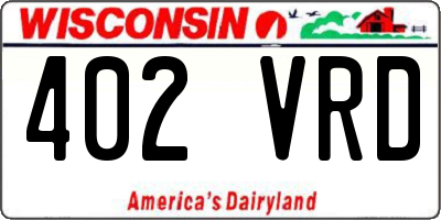 WI license plate 402VRD