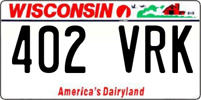 WI license plate 402VRK