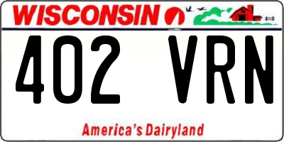 WI license plate 402VRN