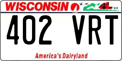 WI license plate 402VRT
