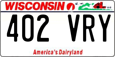 WI license plate 402VRY