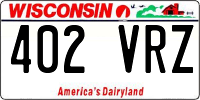 WI license plate 402VRZ