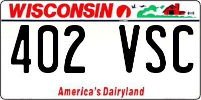 WI license plate 402VSC