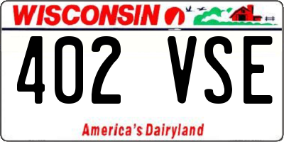 WI license plate 402VSE