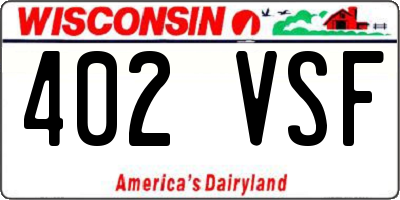 WI license plate 402VSF