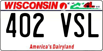 WI license plate 402VSL