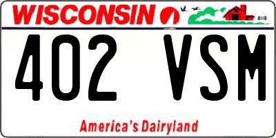 WI license plate 402VSM