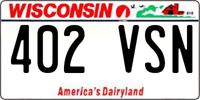 WI license plate 402VSN