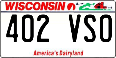 WI license plate 402VSO