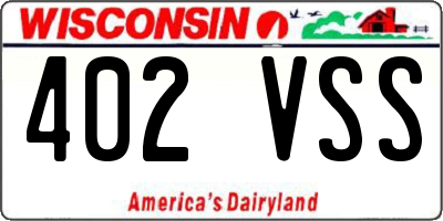 WI license plate 402VSS