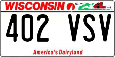 WI license plate 402VSV