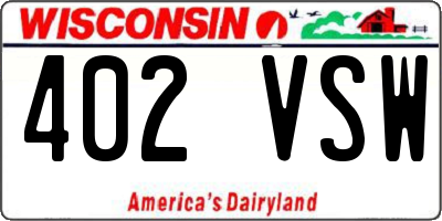 WI license plate 402VSW