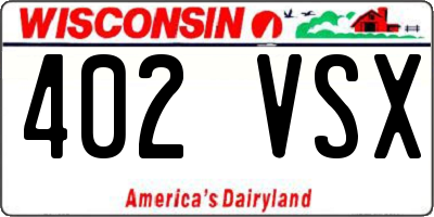 WI license plate 402VSX