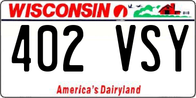 WI license plate 402VSY