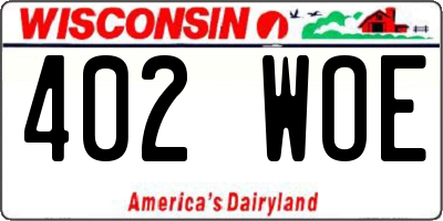 WI license plate 402WOE