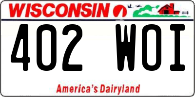WI license plate 402WOI