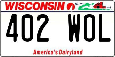 WI license plate 402WOL