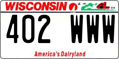 WI license plate 402WWW